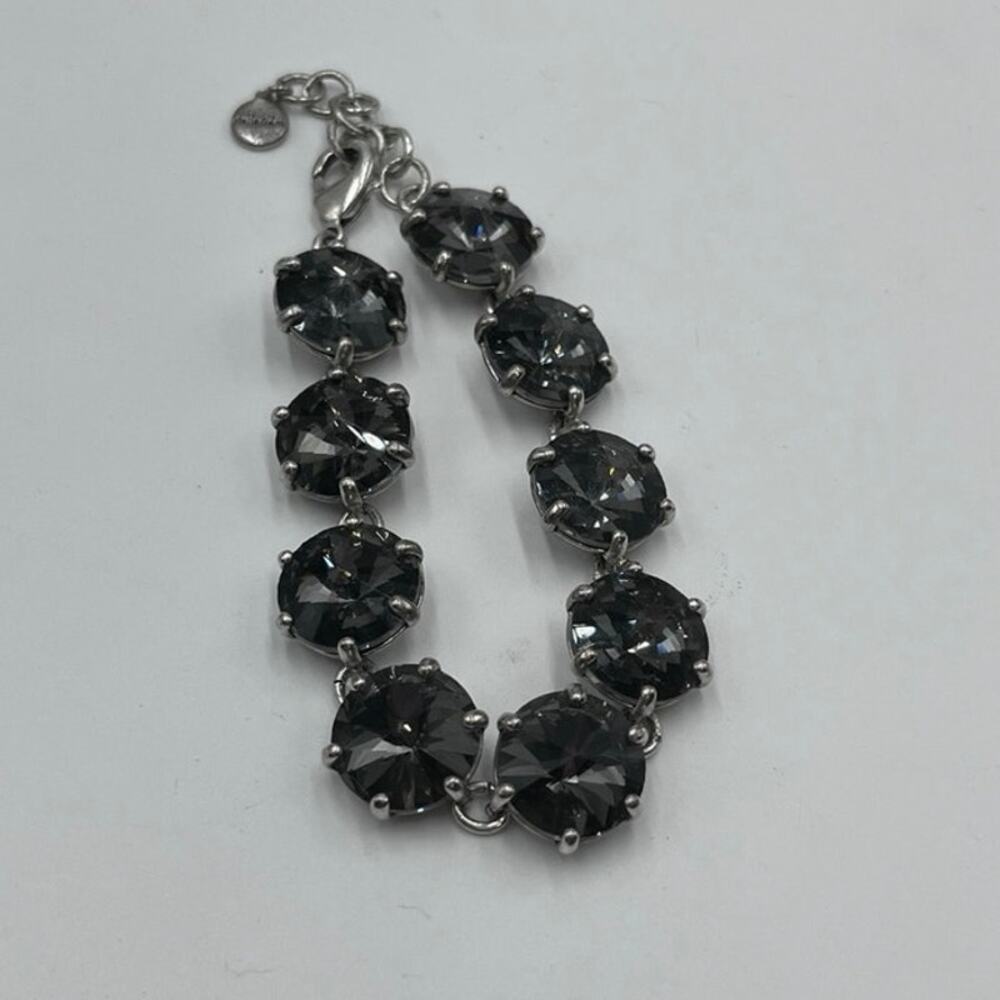 Stella & Dot Amelie‎ Smokey Gray Hematite Crystal Silver Tone Bracelet